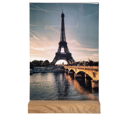 Porte-visuel avec socle en bois vertical A4