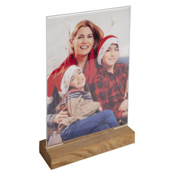 Porte-visuel avec socle en bois vertical A4