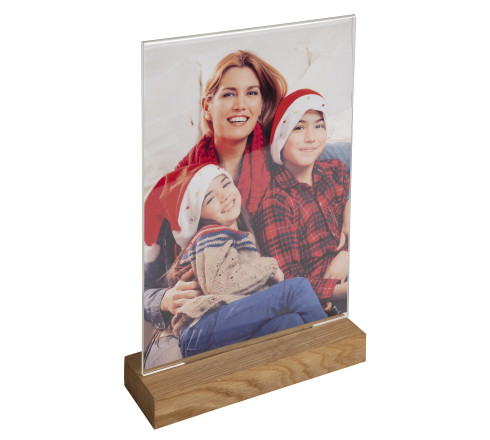 Porte-visuel avec socle en bois vertical A4