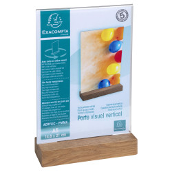 Porte-visuel avec socle en bois vertical A5