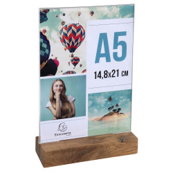 Porte-visuel avec socle en bois vertical A5