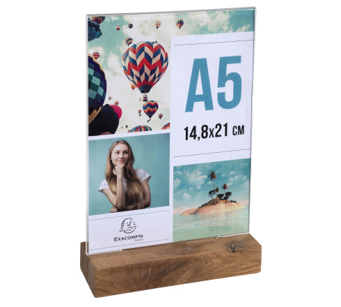Porte-visuel avec socle en bois vertical A5
