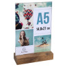 Porte-visuel avec socle en bois vertical A5