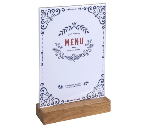 Porte-visuel avec socle en bois vertical A5