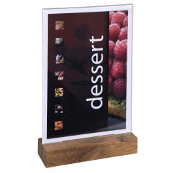 Porte-visuel avec socle en bois vertical A5