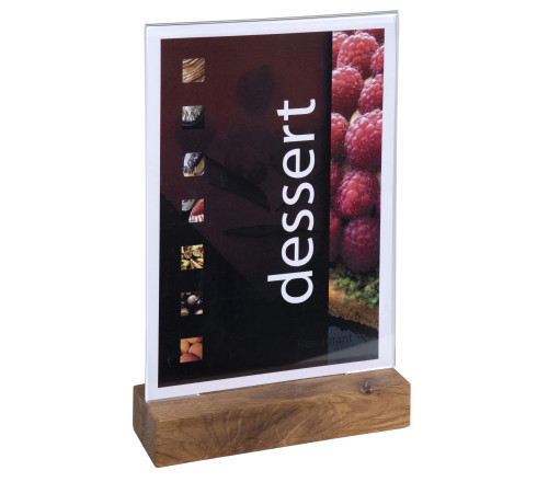 Porte-visuel avec socle en bois vertical A5