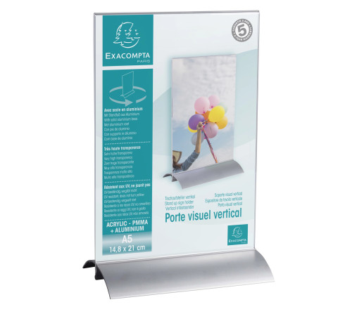 Porte-visuel vertical pied aluminium A5