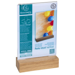 Porte-visuel avec socle en bois vertical A6
