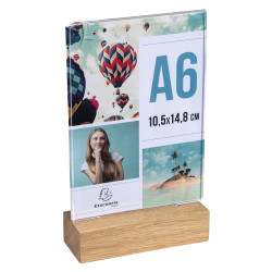 Porte-visuel avec socle en bois vertical A6