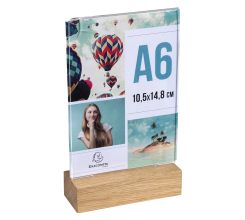 Porte-visuel avec socle en bois vertical A6