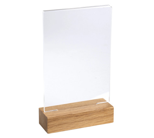 Porte-visuel avec socle en bois vertical A6