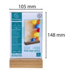 Porte-visuel avec socle en bois vertical A6