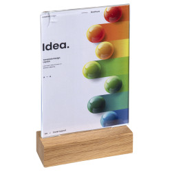 Porte-visuel avec socle en bois vertical A6