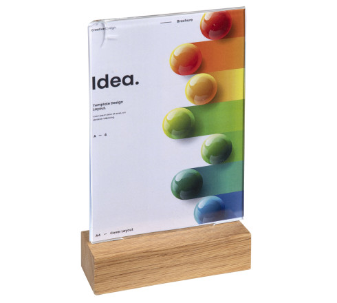 Porte-visuel avec socle en bois vertical A6
