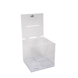 Urne transparente fermable à clé 25X25 cm