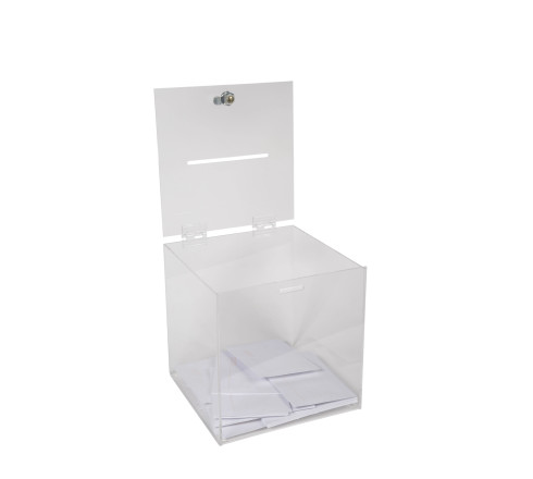 Urne transparente fermable à clé 25X25 cm