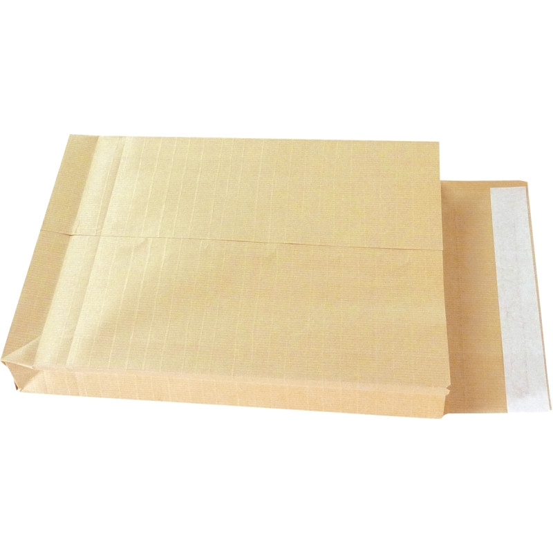 Paquet de 50 pochettes kraft armé 260x330mm soufflet 50mm bande silico