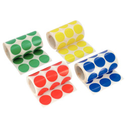 Lot de 4 rouleaux de maxi gommettes adhésives rondes diamètre 33 mm, c