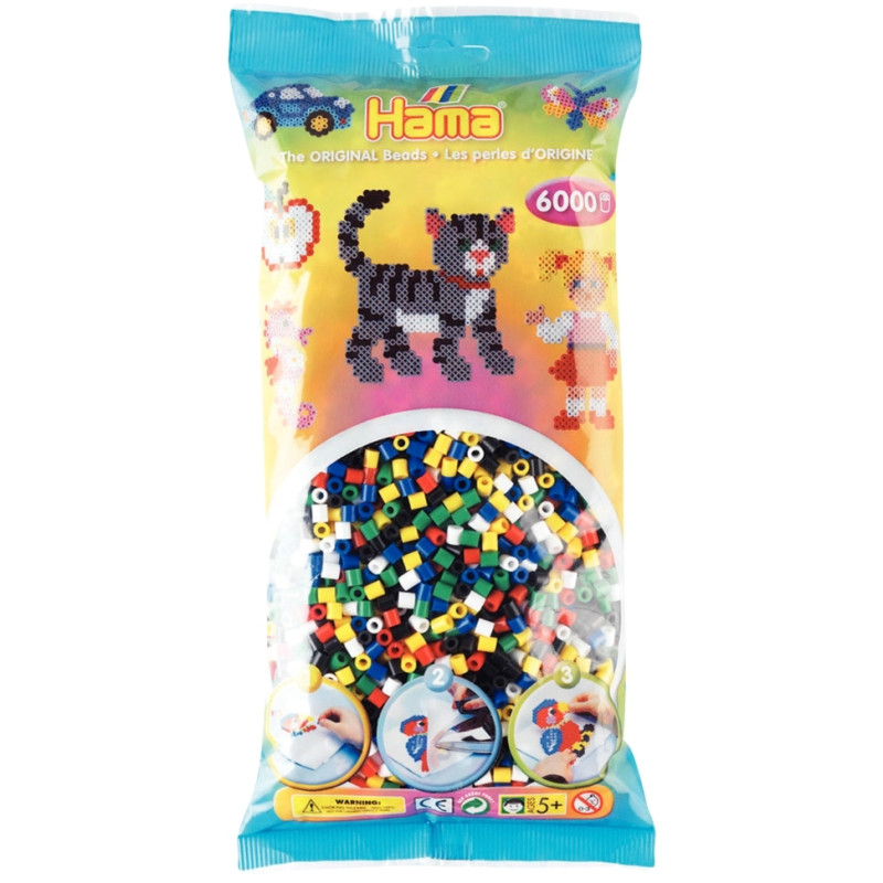 Sachet de 6 000 perles Hama à repasser taille midi vive