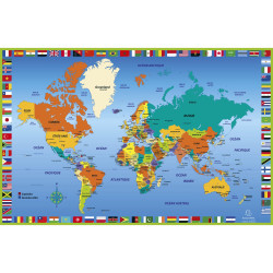 Sous-main rigide PVC Monde - 37,5x57,5 cm