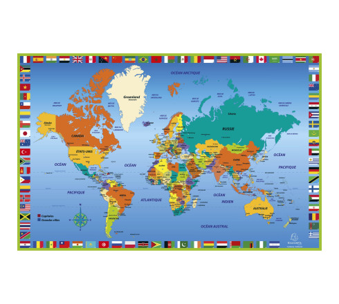 Sous-main rigide PVC Monde - 37,5x57,5 cm