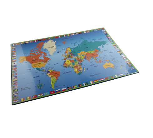 Sous-main rigide PVC Monde - 37,5x57,5 cm