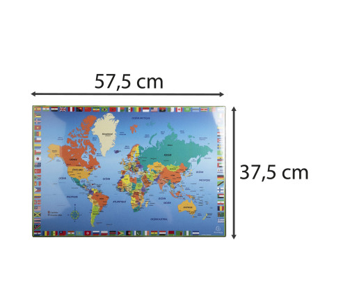Sous-main rigide PVC Monde - 37,5x57,5 cm