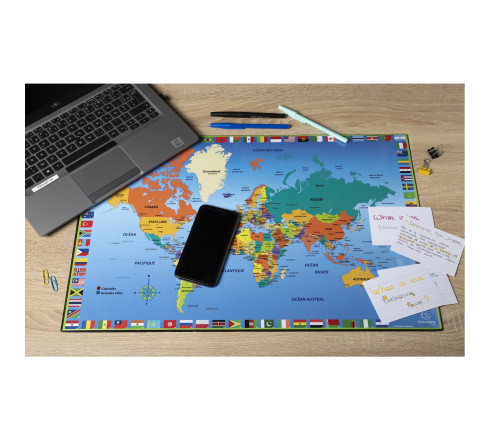 Sous-main rigide PVC Monde - 37,5x57,5 cm