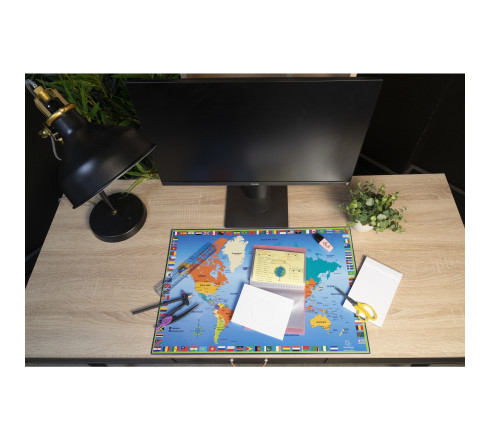 Sous-main rigide PVC Monde - 37,5x57,5 cm