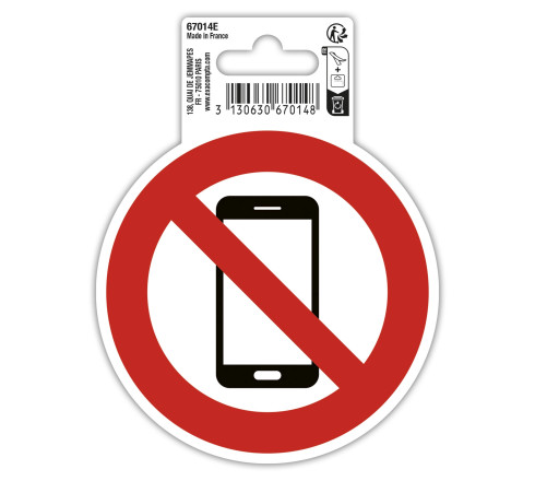 Panneau PVC adhésif antidérapant Téléphone mobile interdit 10 cm