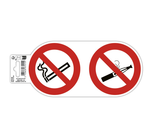 Panneau PVC adhésif antidérapant Interdit de vapoter et de fumer 10 cm