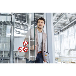 Panneau PVC adhésif antidérapant Interdit de vapoter et de fumer 10 cm