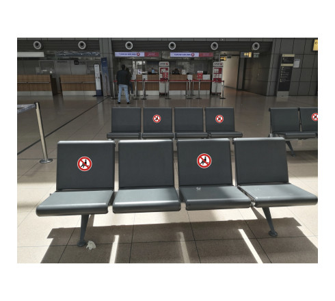 Panneau PVC adhésif antidérapant Interdit de s'assoir 10 cm
