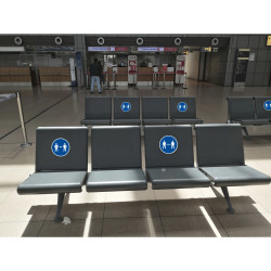 Panneau PVC adhésif antidérapant Gardez vos distances 20 cm