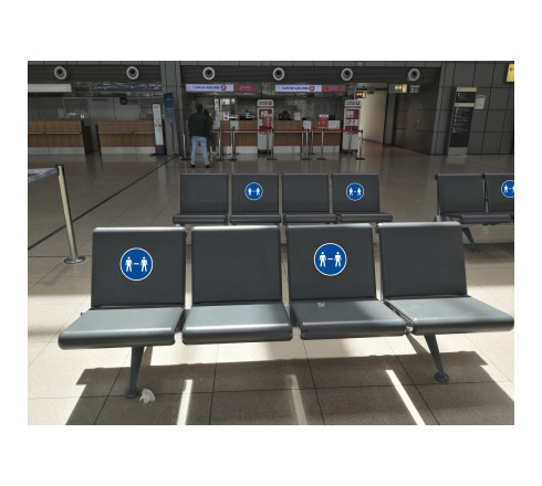 Panneau PVC adhésif antidérapant Gardez vos distances 20 cm