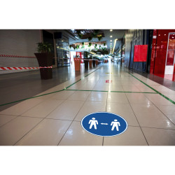 Panneau PVC adhésif antidérapant Gardez vos distances 20 cm