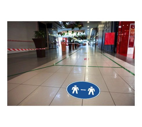 Panneau PVC adhésif antidérapant Gardez vos distances 20 cm