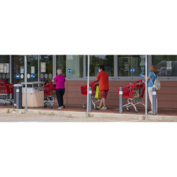 Panneau PVC adhésif antidérapant Gardez vos distances 20 cm