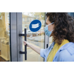 Panneau PVC adhésif antidérapant Masque obligatoire 20 cm