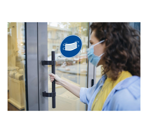 Panneau PVC adhésif antidérapant Masque obligatoire 20 cm