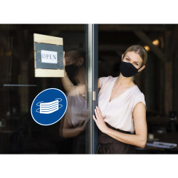 Panneau PVC adhésif antidérapant Masque obligatoire 20 cm