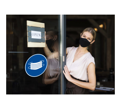 Panneau PVC adhésif antidérapant Masque obligatoire 20 cm