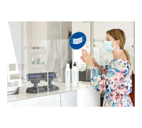 Panneau PVC adhésif antidérapant Masque obligatoire 20 cm