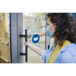 Panneau PVC adhésif antidérapant Masque obligatoire 20 cm