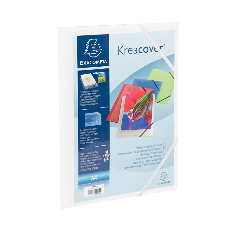 Chemise 3 rabats à élastiques personnalisable KREACOVER en polypropylè