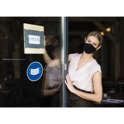 Panneau PVC adhésif antidérapant Masque obligatoire 20 cm