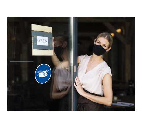 Panneau PVC adhésif antidérapant Masque obligatoire 20 cm
