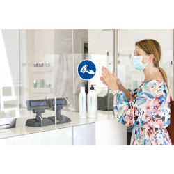 Panneau PVC adhésif antidérapant Gel main obligatoire 20 cm