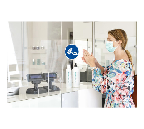 Panneau PVC adhésif antidérapant Gel main obligatoire 20 cm