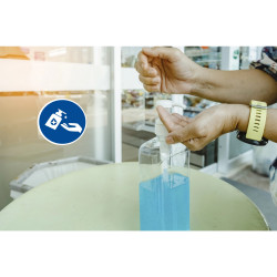 Panneau PVC adhésif antidérapant Gel main obligatoire 20 cm